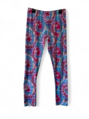 Girls Large Size 14 Pink Blue Tie Dye Leggings Skinny Leg Stretch Extremely Me